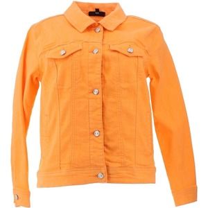 DG2 Diane Gilman Women's 1X Neon Denim Trucker Jacket Neon Orange